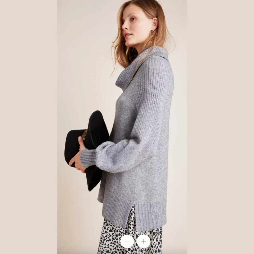 Anthropologie Paloma Oversized Gray Knit Tunic Sweater Medium - Picture 3 of 7